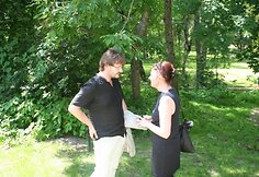 Filmo prodiuserė Teresa Zibolienė kalbasi su žinomu lenkų ra&scaron;ytoju Andrzejumi Franaszeku - keleto knygų apie Č.Milo&scaron;ą autoriumi
