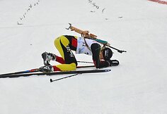 Biatlonininkas Modestas Girkus po fini&scaron;o