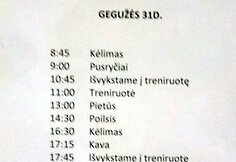 Futbolininkų dienotvarkė