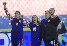 Kroatijos futbolininkų džiaugsmas