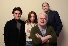 Philipas Seymouras Hoffmanas sausio 19-ąją su kolegomis Willemu Dafoe ir Rachel McAdams bei režisieriumi Antonu Corbijnu Sandanso kino festivalyje