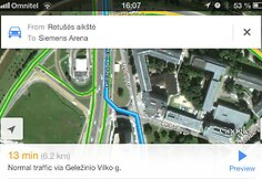 Kadras iš „Google Maps Navigation“