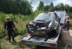 Benedikto Vanago ir Gretos Germanavičiūtės &bdquo;Subaru Impreza WRC&ldquo; po avarijos