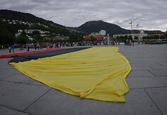 Keliama Lietuvos vėliava