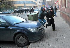 Nacionalistų eitynių Var&scaron;uvoje akimirka