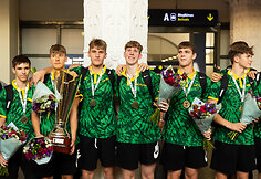 Lietuvos U16 vaikinų rinktinės sutiktuvės Vilniaus oro uoste