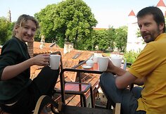 Dizainerė Ainė Bunikytė ir UMI direktorius Giedrius Bagdonas