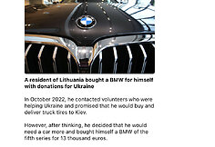 Apie lietuvį, už Ukrainai surinktus pinigus įsigijusį BMW, pranešė ir patys ukrainiečiai