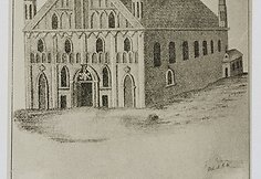 Vilniaus katedra 1407 m., sudėgė 1530 m. Johann Baptis Knackfuss. Atvirukas