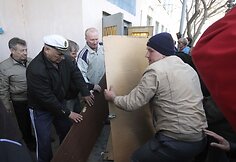 &Scaron;turmas Ukrainos karinėje bazėje Novofiodorivkoje 