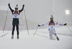 Emilis Hegle Svendsenas ir Martinas Fourcade'as fini&scaron;uoja