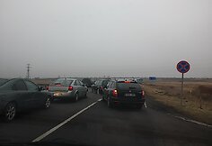 Automobilių spūstys prie Palangos