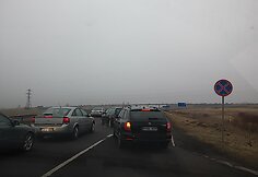 Automobilių spūstys prie Palangos