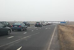 Automobilių spūstys prie Palangos