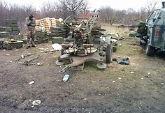 Ukrainos kariuomenės daliniai, įsikūrę Tonenkos gyvenvietėje, &scaron;alia Donecko.