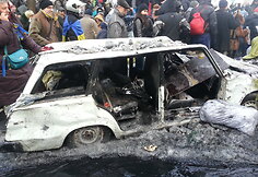 Prie&scaron;akinės barikados Hru&scaron;evskio gatvėje