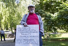 Protesto akcija prie Lietuvos žydų bendruomenės būstinės Vilniuje