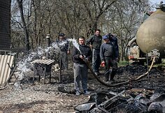&Scaron;alčininkų rajone, Krakūnų kaime kilęs gaisras sunaikino apie 20 pastatų