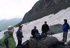 Audrius Peseckas (antras iš kairės), Kaukazo kalnai, Sakartvelas, 2008 m.