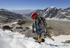 Alpinistas Saulius Vilius kopia į Čiurlionio vir&scaron;ukalnę Tadžikijoje. 