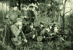 14 Vyčio apygardos Briedžio rinktinės Vygando būrio partizanai. 1948 m.