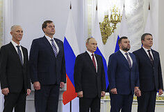 Vladimiras Saldo, Jevgenijus Beliackis, Rusijos prezidentas Vladimiras Putinas, Denisas Pu&scaron;ilinas ir Leonidas Pasečnikas