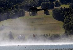 Šveicarų kariai gelbsti nuo kaitros kenčiančioms karvėms