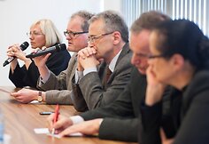 Iš kairės – LR kultūros atašė Lenkijoje Rasa Rimičkaitė, Leonidas Donskis, Šarūnas Liekis, Konstanty Gebert