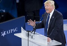 Donaldas Trumpas proizraelieti&scaron;kos JAV lobistinės organizacijos AIPAC konferencijoje Va&scaron;ingtone