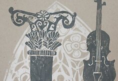 Kristina Norvilaitė, &bdquo;Muzika&ldquo; 21x23cm linoraižinys