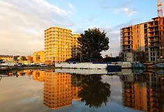 Vandens užlieta statybvietė Žalgirio gatvėje Vilniuje