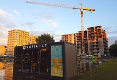 Vandens užlieta statybvietė Žalgirio gatvėje Vilniuje