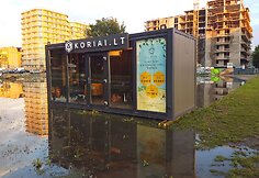 Vandens užlieta statybvietė Žalgirio gatvėje Vilniuje