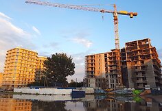 Vandens užlieta statybvietė Žalgirio gatvėje Vilniuje