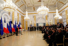 Vladimiro Putino ir Emmanuelio Macrono susitikimas Sankt Peterburge