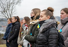 Ant Pelėdų kalno i&scaron;kelta Ukrainos vėliava