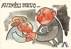 Juozo Kasčiūno 1963 m. sukurta antireliginė karikatūra