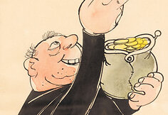 Juozo Kasčiūno 1963 m. sukurta antireliginė karikatūra &bdquo;Tikiu į dievą tėvą&ldquo;
