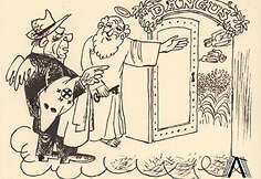 Jono Dociaus 1969 m. sukurta karikatūra &bdquo;O čia tik baltiesiems&ldquo;