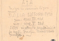 Užra&scaron;as kitoje Adomo Brako kurto portreto pusėje, 1942 m. 