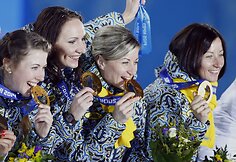Sočyje Ukrainos biatlono komanda triumfavo moterų estafetėje