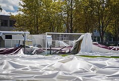 Audros apgadintas Panevėžio futbolo maniežas