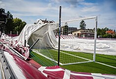 Audros apgadintas Panevėžio futbolo maniežas
