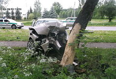 Paryčiais Ukmergėje girto jaunuolio BMW rėžėsi į medį