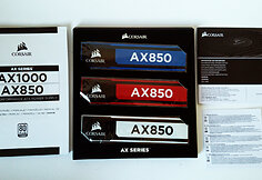 „Corsair AX 850“ maitinimo bloko komplektacija