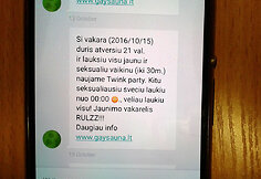 Nepageidaujamos reklaminės &bdquo;Gay Sauna&ldquo; žinutės