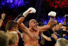 Tysonas Fury ir Tomas Schwarzas bei jų dvikova Las Vegase.