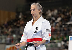 Pasaulio pilno kontakto karatė čempionato akimirka. Aneta Me&scaron;kauskienė