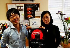 Mizuki Aita ir Shion Sahara orkestro būstinėje Vilniuje
