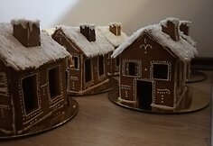 Emilio kepti ir dekoruoti kalėdiniai namukai